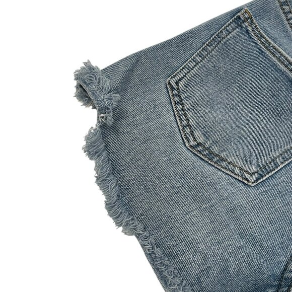 PACSUN Women's Mom Shorts Raw Hem Distressed 100% Cotton Denim Shorts Size 25 - Picture 13 of 13